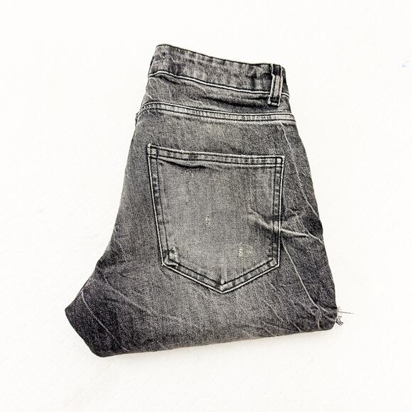 Zara Gray Wash Denim Graffiti Printed Jeans Ripped Graphic Pants Size 30 - Picture 1 of 10